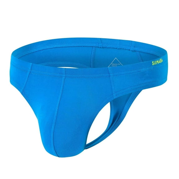 TANBOM Men's Thong Sexy Bulge Pouch Underwear Tagless Design Bamboo Viscose Comfortable Blue L