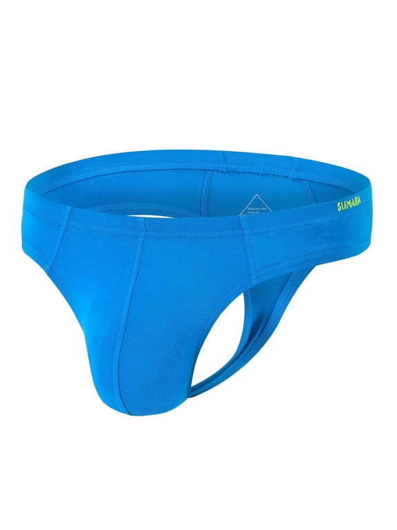 Men's Thong Sexy Bulge Pouch Underwear Tagless Design Bamboo Viscose Comfortable Blue M