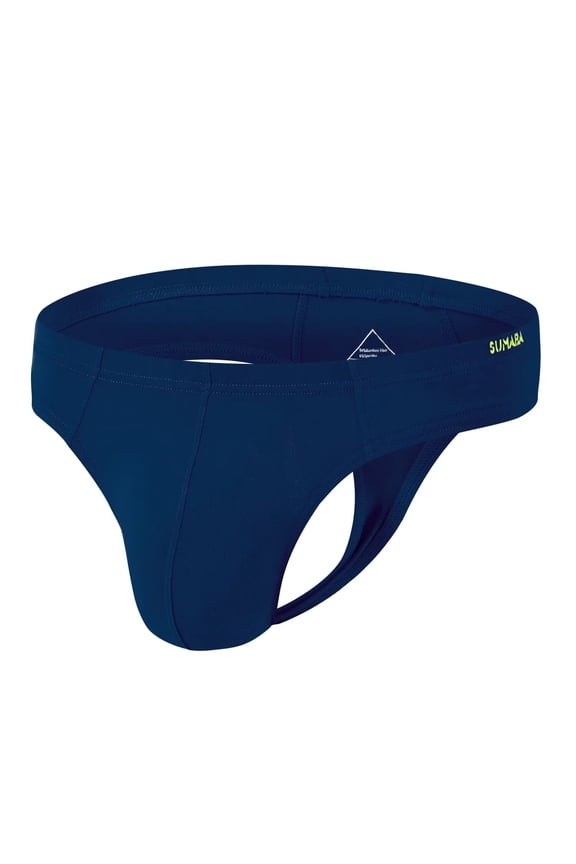 Men's Thong Sexy Bulge Pouch Underwear Tagless Design Bamboo Viscose Comfortable Dark Blue L