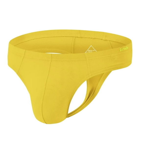 TANBOM Men's Thong Sexy Bulge Pouch Underwear Tagless Design Bamboo Viscose Comfortable Yellow L