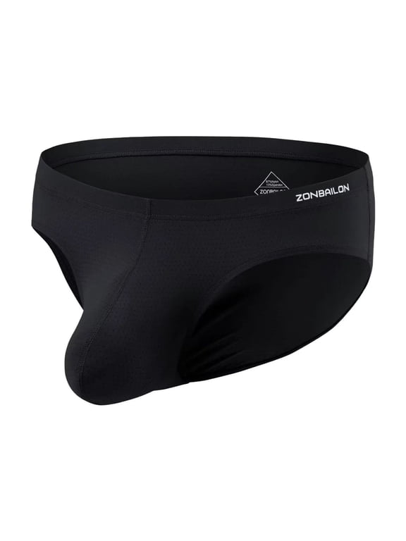 Men's Bulge Enhancing Briefs Mesh Nylon Underwear Black L 1-Pack