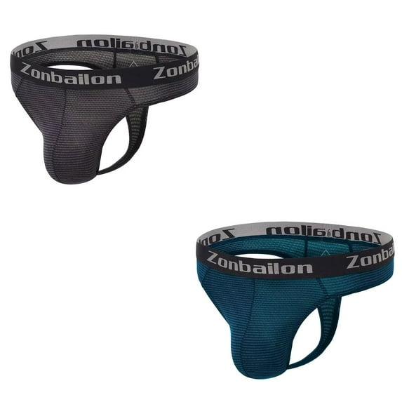 TANBOM Mens Hot Men Thong Underwear Comfortable Athletic Stretch Thong Blue+Black XL
