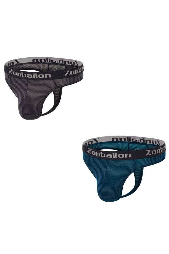 Mens Hot Men Thong Underwear Comfortable Athletic Stretch Thong Blue+Black XL