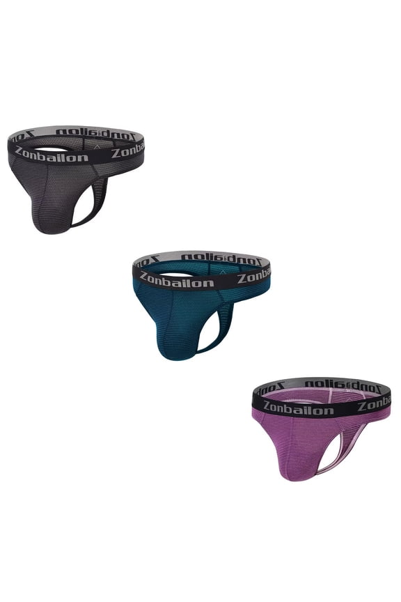 Mens Hot Men Thong Underwear Comfortable Athletic Stretch Thong Purple+Blue+Black M