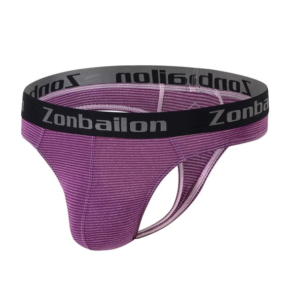 TANBOM Mens Hot Men Thong Underwear Comfortable Athletic Stretch Thong Purple S