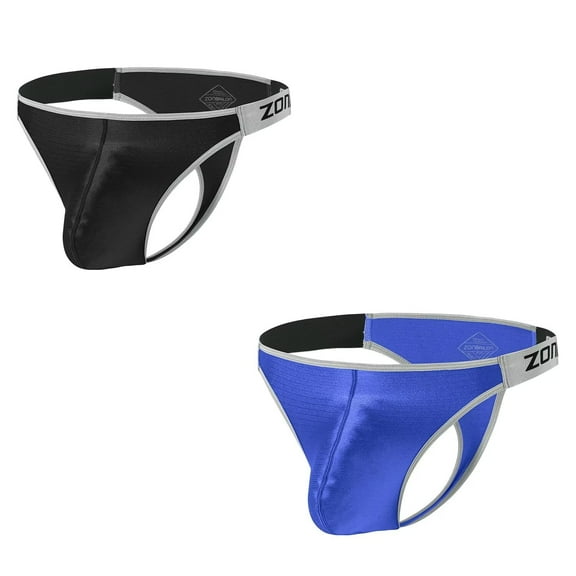 TANBOM Mens Sexy Bulge Enhancing Underwear Lightweight Breathable Thong Blue+Black XXL