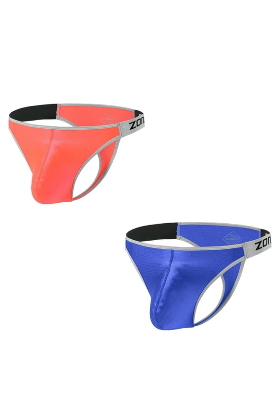 Mens Sexy Bulge Enhancing Underwear Lightweight Breathable Thong Orange+Blue L