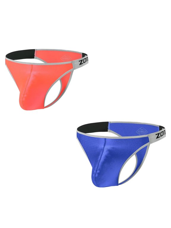 Mens Sexy Bulge Enhancing Underwear Lightweight Breathable Thong Orange+Blue XL