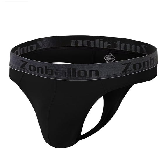 TANBOM Mens Sexy G String Bulge Pouch Breathable Lightweight Thong Black XL