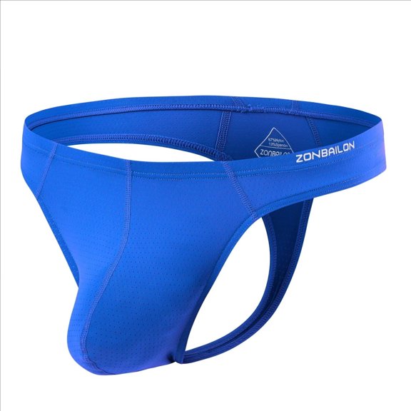 TANBOM Mens Sexy G String Bulge Pouch Breathable Lightweight Thong Blue M