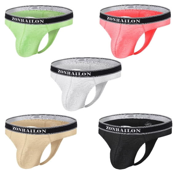 TANBOM Mens Sexy G String Bulge Pouch Breathable Lightweight Thong Green Apricot Red Black White L