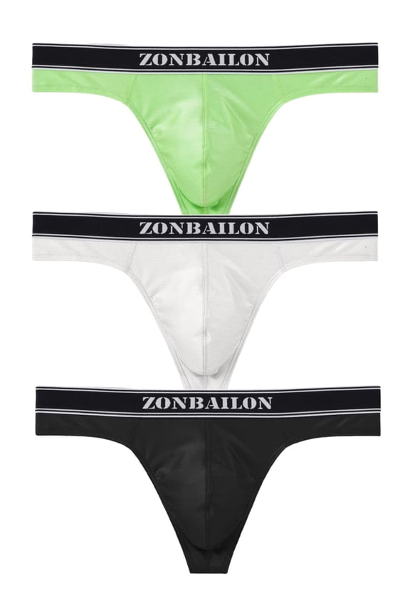 Men's Stretchy Breathable Contoured Pouch Underwear Green/Black/White 3-Pack L