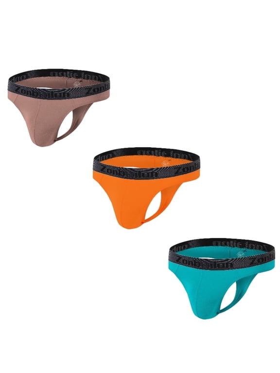 Mens Sexy G String Bulge Pouch Breathable Lightweight Thong Latte+Orange+Light Green M