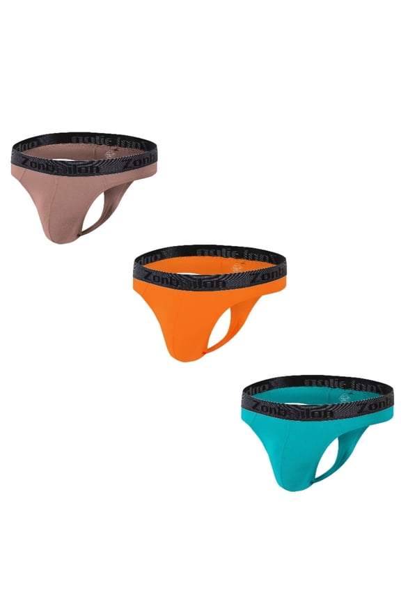 Mens Sexy G String Bulge Pouch Breathable Lightweight Thong Latte+Orange+Light Green M