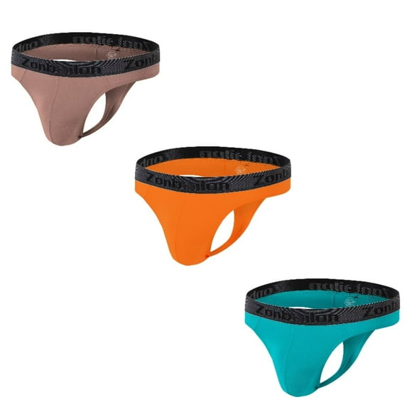 TANBOM Mens Sexy G String Bulge Pouch Breathable Lightweight Thong Latte+Orange+Light Green M