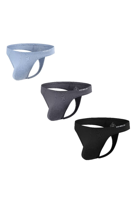 Men's Bulge Pouch Breathable Lightweight Thong, Light Gray/Dark Gray/Black, 3-Pack, XL