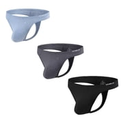 TANBOM Mens Bulge Pouch Breathable Lightweight Thong, Light Gray/Dark Gray/Black, 3-Pack, XXL