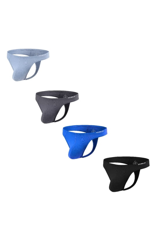 Men's Bulge Pouch Breathable Lightweight Thong, Assorted Colors, 4-Pack, XL