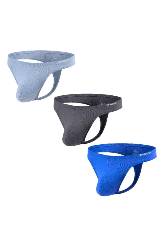 Mens Sexy G String Bulge Pouch Breathable Lightweight Thong Light Gray+Dark Gray+Blue L