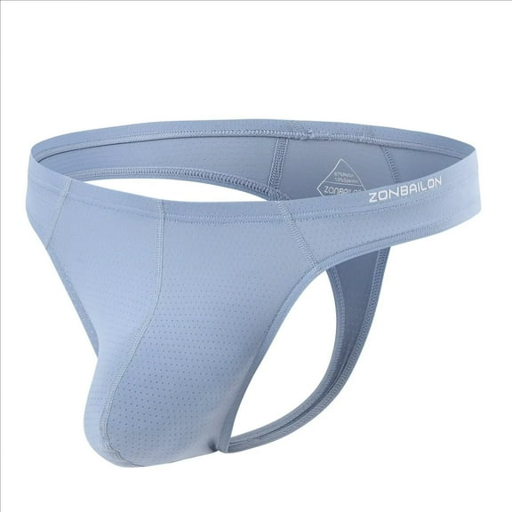 TANBOM Mens Sexy G String Bulge Pouch Breathable Lightweight Thong Light Gray M
