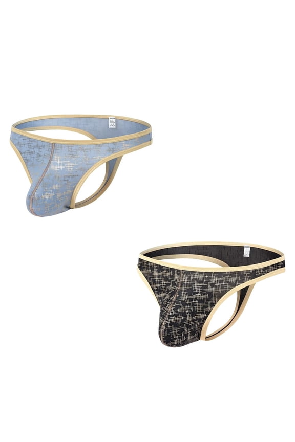 Mens Sexy G String Bulge Pouch Breathable Lightweight Thong Underwear Black+Blue L