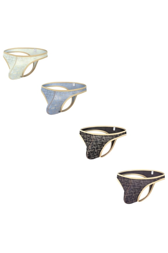 Mens Sexy G String Bulge Pouch Breathable Lightweight Thong Underwear Black+Blue+Light Green+Dark Grey M