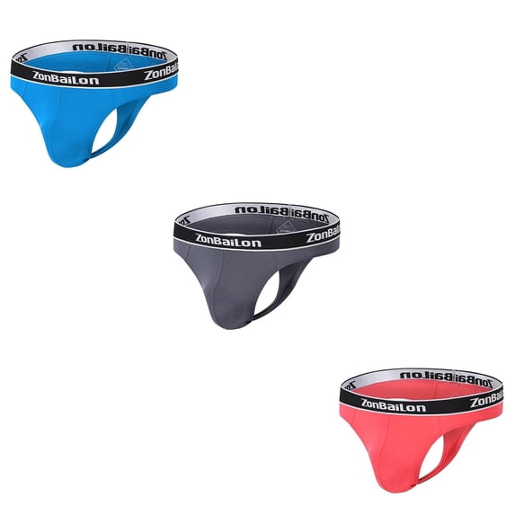 TANBOM Mens Sexy G String Thongs Soft Bulge Pouch Breathable Stretchy Underwear Blue+Red+Dark Grey L