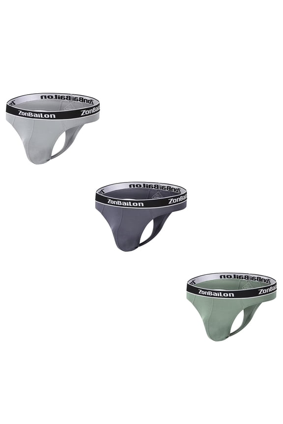 Mens Sexy G String Thongs Soft Bulge Pouch Breathable Stretchy Underwear Light Grey+Green+Dark Grey M