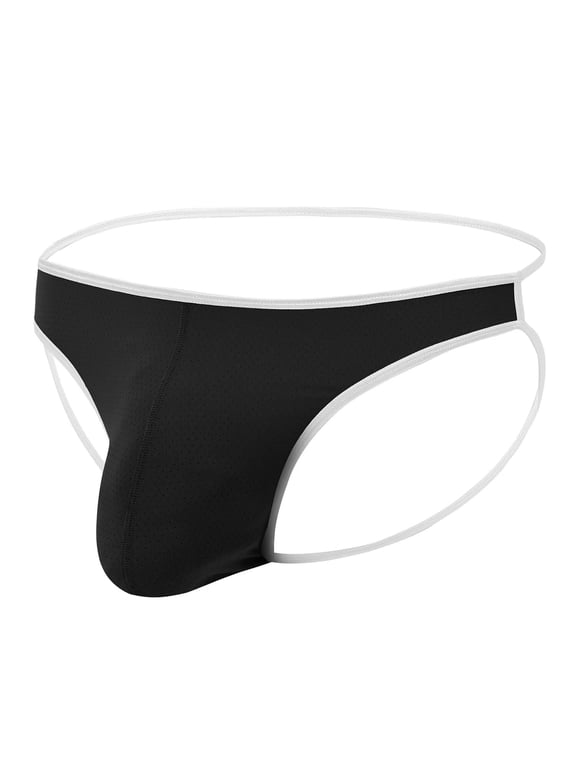 Mens Sexy Thong Underwear Ball Pouch Low Rise Tagless G String Black M