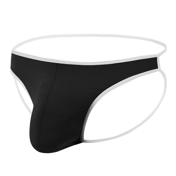 TANBOM Mens Sexy Thong Underwear Ball Pouch Low Rise Tagless G String Black XL