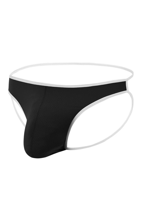 Mens Sexy Thong Underwear Ball Pouch Low Rise Tagless G String Black XL