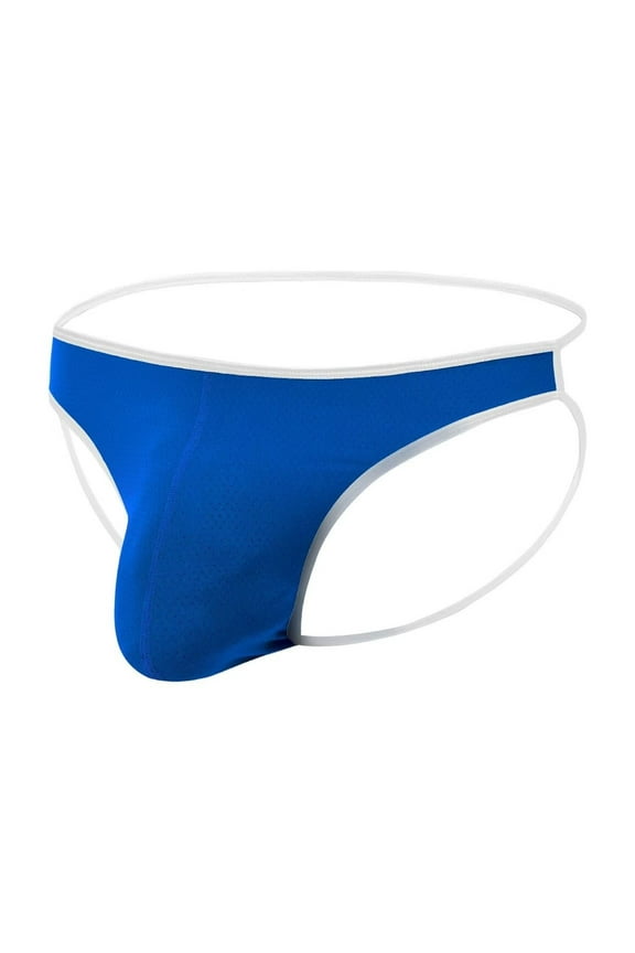 Mens Sexy Thong Underwear Ball Pouch Low Rise Tagless G String Blue XL