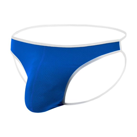 TANBOM Mens Sexy Thong Underwear Ball Pouch Low Rise Tagless G String Blue XXL