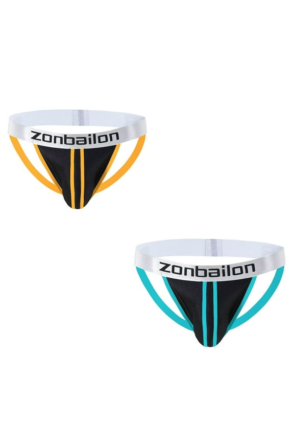 Mens Sexy Thong Underwear Hot Stretch Adjustable Comfortable Thongs Orange+Green L