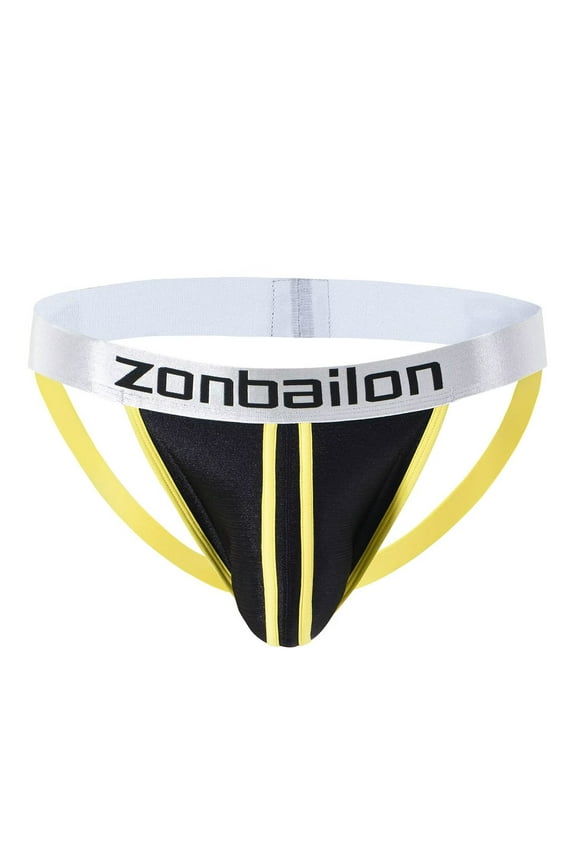 Mens Sexy Thong Underwear Hot Stretch Adjustable Comfortable Thongs Yellow XL