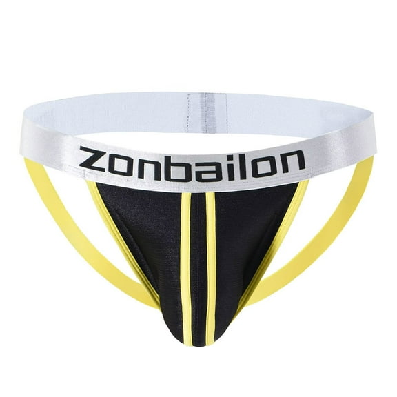 TANBOM Mens Sexy Thong Underwear Hot Stretch Adjustable Comfortable Thongs Yellow XXL