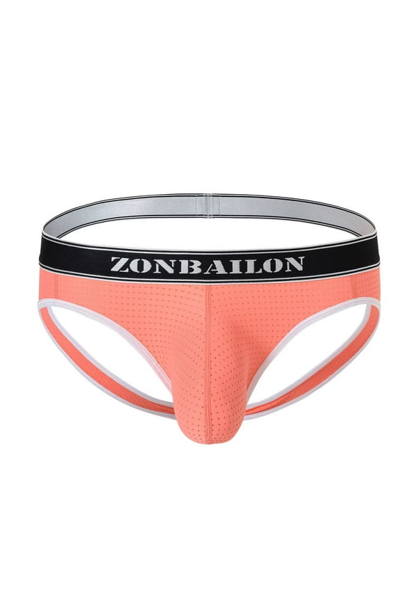 Mens Sexy Thong Underwear Lightweight Tagless Comfortable Underwear Orange 3XL