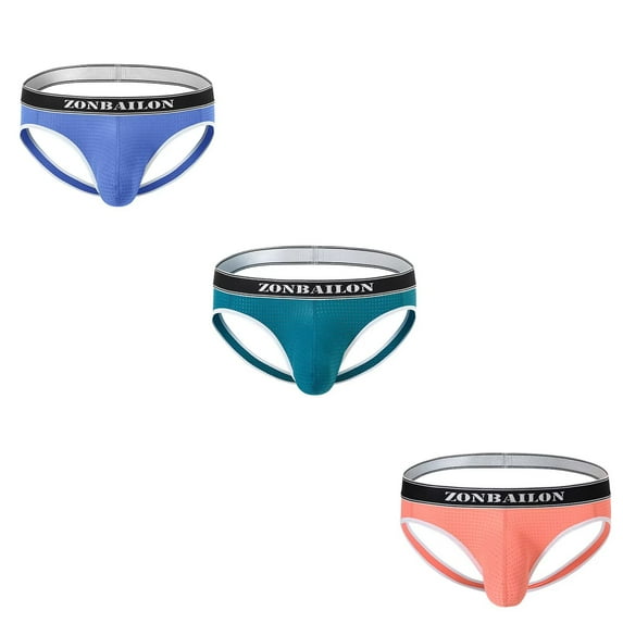 TANBOM Mens Sexy Thong Underwear Lightweight Tagless Comfortable Underwear Orange+Green+Blue 3XL