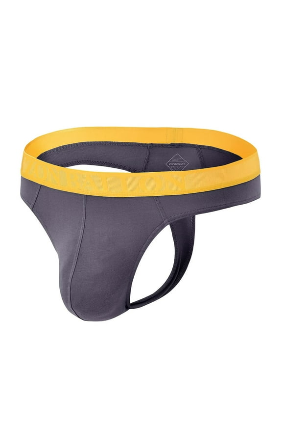 Mens Tagless Thong Underwear Low Rise T Back Bulge Pouch Stretch Thongs Dark Grey 3XL