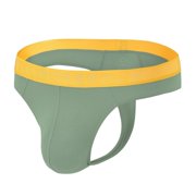 TANBOM Mens Tagless Thong Underwear Low Rise T Back Bulge Pouch Stretch Thongs Green M