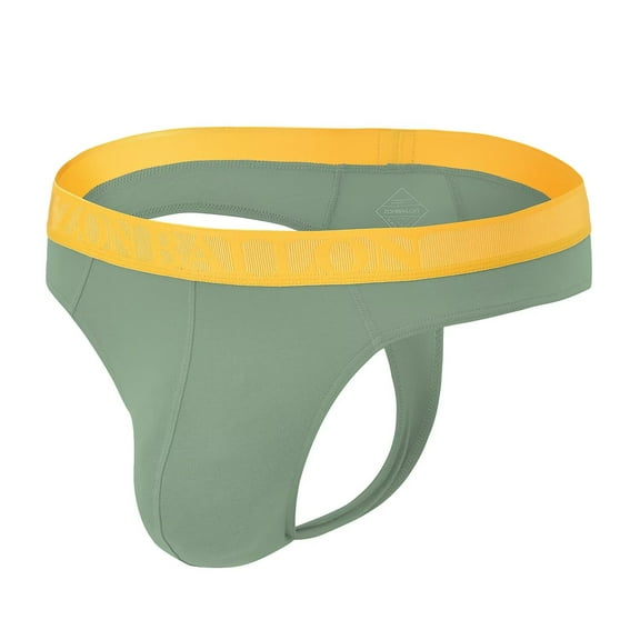 TANBOM Mens Tagless Thong Underwear Low Rise T Back Bulge Pouch Stretch Thongs Green M