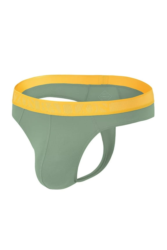 Mens Tagless Thong Underwear Low Rise T Back Bulge Pouch Stretch Thongs Green XXL