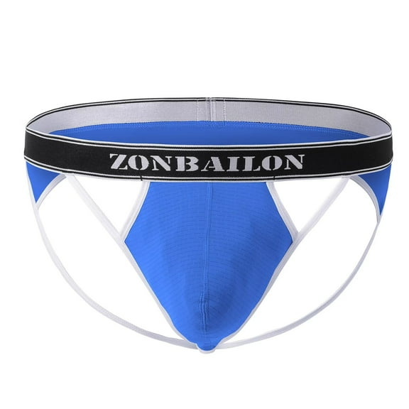 TANBOM Mens Thong G String Sexy Comfort Breathable Underwear Blue M