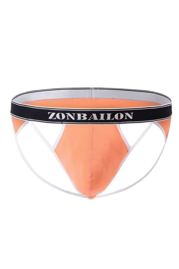 Mens Thong G String Sexy Comfort Breathable Underwear Orange L