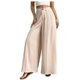 thumbnail image 1 of TANBOM Solid Big Bell Bottom Pants Resort Seaside Wide Leg Pants Slack Culottes Suit Pants Long Pants Women Apricot L, 1 of 1