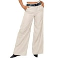 thumbnail image 1 of TANBOM Women's Striped Commuter Casual Suit Pants Straight-Leg Loose Apricot L, 1 of 5