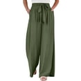 thumbnail image 1 of TANBOM Women's Summer Elasticated Slouchy Wide Leg Pants with Pockets Green M, 1 of 5