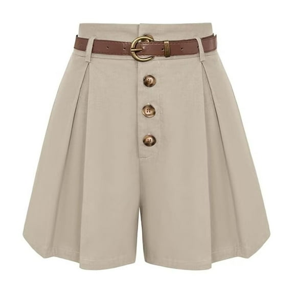 TANBOM Summer High-Waisted Versatile A-Line Shorts Business Dress Casual Pants Suit Pants Women Apricot S