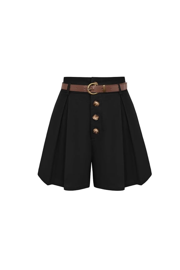 Summer High-Waisted Versatile A-Line Shorts Business Dress Casual Pants Suit Pants Women Black M