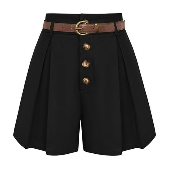 TANBOM Summer High-Waisted Versatile A-Line Shorts Business Dress Casual Pants Suit Pants Women Black S